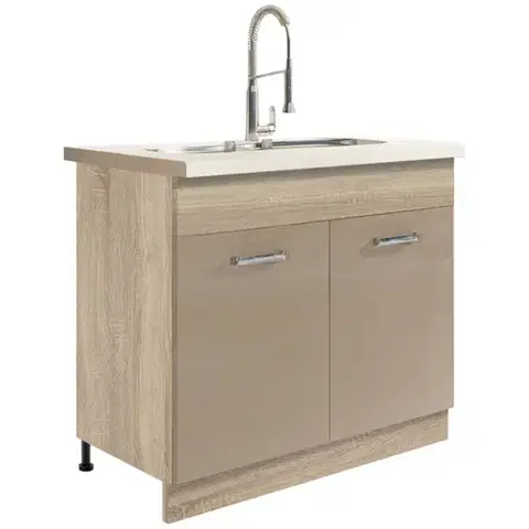 Kuchynské skrinky stojace Kuchynská skrinka Premio 13D Sonoma/Biela/Cappuccino lesk