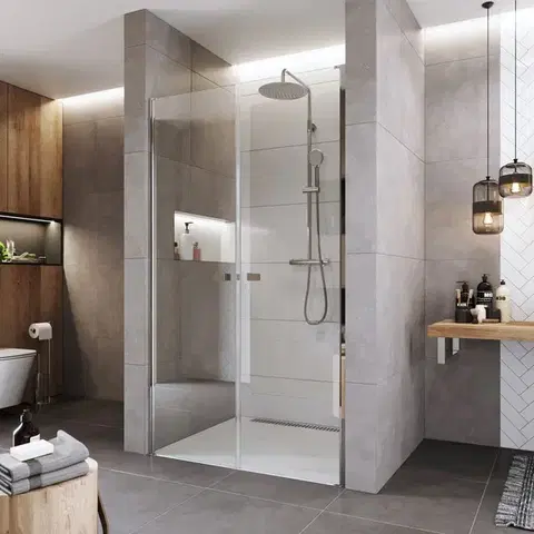Sprchovacie kúty Mereo Sprchové dvere, Novea, dvojkrídlové, lietacie, 110 cm, chróm ALU, sklo Číre CK80543Z
