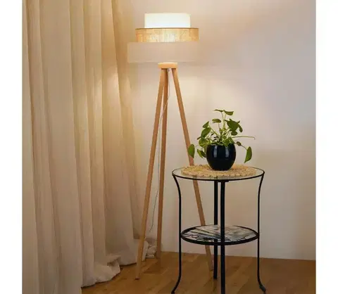 Lampy BRILAGI - Stojacia lampa DENVER LUNETA 1xE27/15W/230V béžová/hnedá/krémová 608046