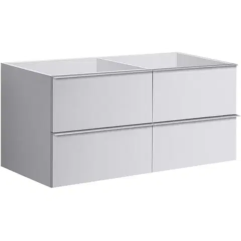 Kúpeľňový nábytok CERANO - Kúpeľňová skrinka pod umývadlo s úchytkou Velora - biela matná, chrómová úchytka - 138x53x46,5 CER-664918