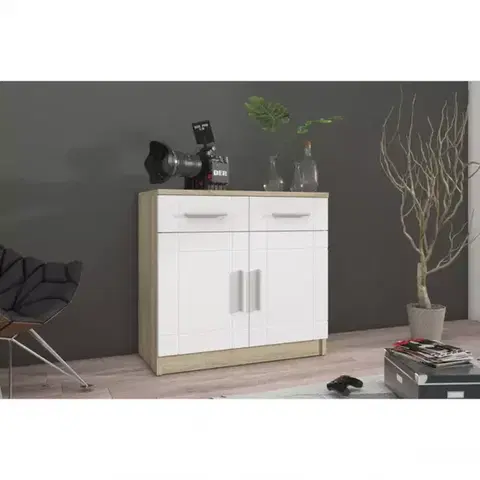 Komody do spálne Komoda Paris 2F2S biela/sonoma