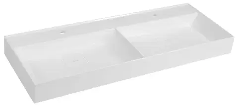 Sanitárna keramika SAPHO - GODIVA dvojité umývadlo, liatý mramor, 119x44cm, biela GU119