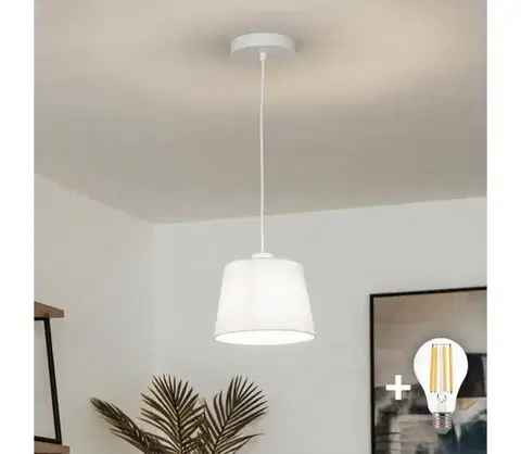 Svietidlá BRILAGI - LED závesný luster na lanku CERIA 1xE27/40W/230V priemer 20,5 cm biela EG300171+EG781029