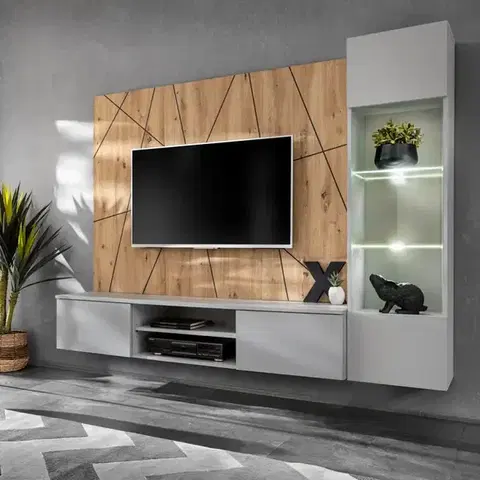 Obývacie steny Obývacia stena Xari Pgas Xr G Perla Gray/Artisan