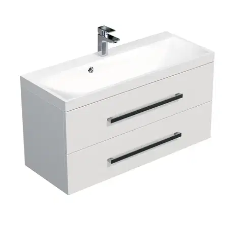 Kúpeľňový nábytok Kúpeľňová skrinka s umývadlom SAT Cube Way 100x40 cm biela lesk CUBE2100ZBL CUBE2100ZBL