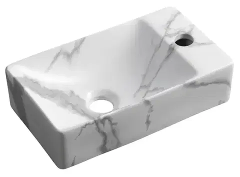 Umývadlá SAPHO - MARGITHA keramické umývadlo 38x22cm, otvor pro batériu vpravo, carrara MGT38217