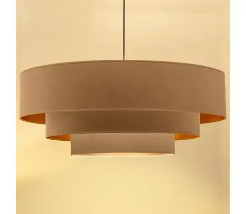 Svietidlá BRILAGI - Závesný luster na lane LUNETA 3xE27/60W/230V, priemer 80 cm, béžová/zlatá 8590828052166