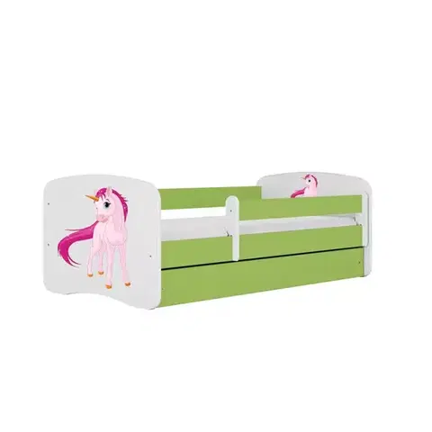Postele pre dievčatá Detská Posteľ. Babydreams+Sz+M Zelená 80x160 Jednorožec