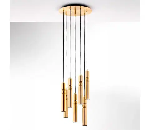 Svietidlá Jupiter 2021 - Luster na lanku ALAS 7xGU10/10W/230V zlatá 2021