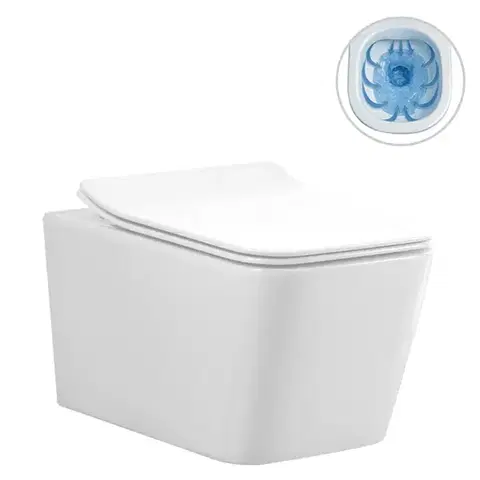 Záchody CERANO - WC závesné Forte, Rimless + Slim/UF sedátko - biela lesklá - 51x36 CER-538747