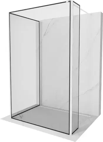 Sprchové dvere MEXEN/S - Kioto Sprchová zástena WALK-IN 120 x 120 x 30, čierny vzor, biela 800-120-120-221-20-70-030