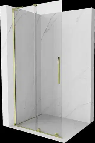 Sprchové dvere MEXEN/S - Velar L Sprchová zástena posuvná Walk-in 90 x 200, transparent 8 mm, zlato 871-090-003-03-50