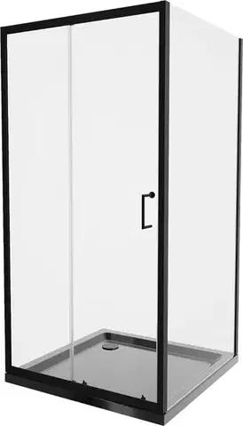 Vane MEXEN/S - Apia Sprchovací kút 90x90, transparent, čierna + vanička so sifónom 840-090-090-70-00-4070B