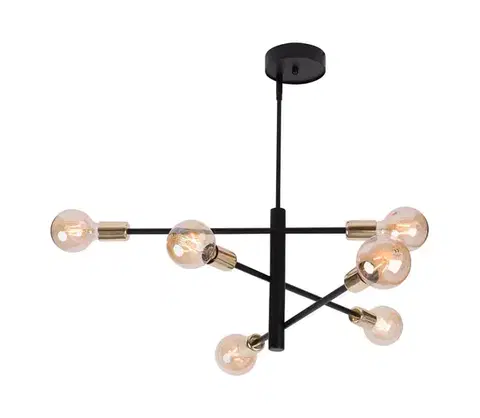Svietidlá  Luster na tyči ONYX 6xE27/60W/230V čierna/zlatá 31920