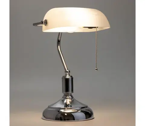 Lampy BRILAGI - Stolná lampa BANK OFFICE 1xE27/60W/230V lesklý chróm/biela L352-BI/CHR