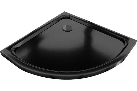 Vane MEXEN/S - Flat sprchová vanička štvrťkruhová slim 90 x 90, černá + čierny sifón 41709090B