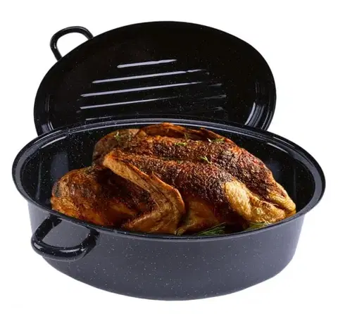 Pekáče a zapekacie misy Kinekus Pekáč vysoký, smaltovaný, šírka 42cm, objem 11L, dvojdielny