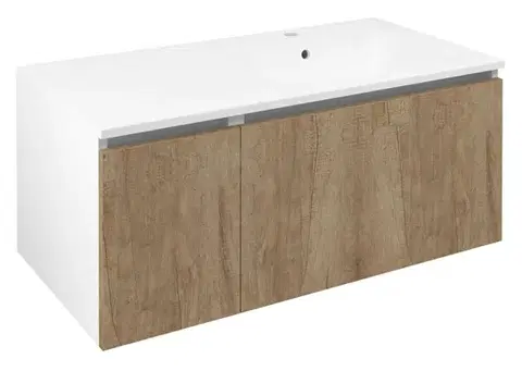 Kúpeľňový nábytok SAPHO - LOREA skrinka 100x46x51,5cm (30+70cm), pravá, dub Alabama/biela matná LE070-2231-R-02