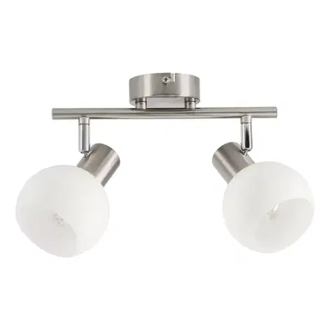 Stropná svetla NOVO lampa sufitowa listwa satyna nikiel 2x40W E14 klosz biały