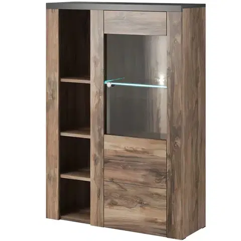 Komody do spálne Komoda vysoká Larona 1D satin nussbaum 44