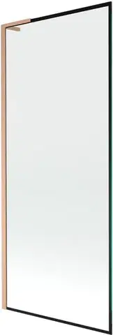 Sprchové dvere MEXEN/S - Next L vaňová zástena FIX 80 x 150, čierna vzor, meď kartáčovaná 895-080-000-03-70-65