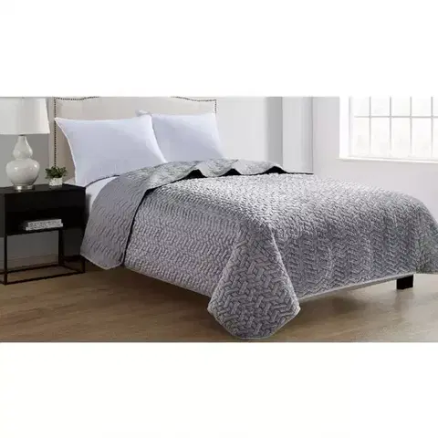 Prehozy na posteľ Prikrývka na posteľ Velvet D8 šedá 170x220