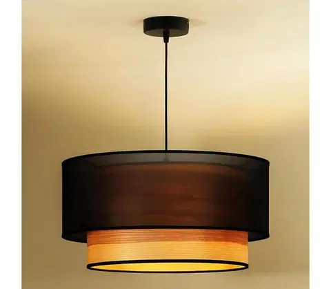 Svietidlá  - Luster na lanku WOOD BOHO 1xE27/15W/230V pr. 45 cm čierna/béžová 604055