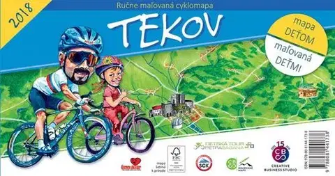 Voda, lyže, cyklo Tekov - Ručne maľovaná cyklomapa