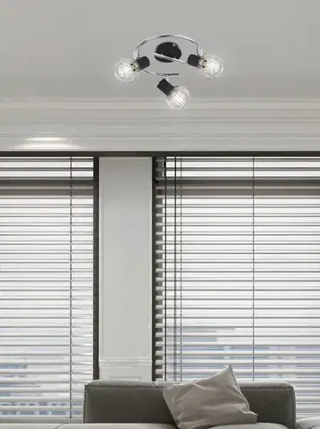 Stropná svetla Špirálová stropná lampa 3X40W E14 čierna/chróm OSLO
