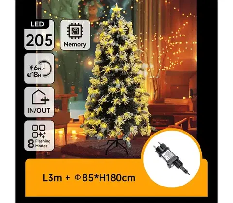 Vianočné dekorácie  B.V.  - LED vonkajší vianočný stromček 205xLED/6W/230V/8 funkcií  180cm IP44 teplá biela B10303Y2O