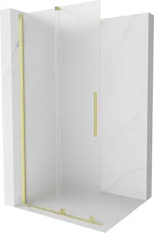 Sprchové dvere MEXEN/S - Velar Sprchová zástena posuvná Walk-in 110 x 200, dekor 8 mm, zlato kefovaná 871-110-000-33-55