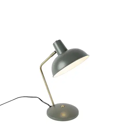 Stolné lampy Retro stolná lampa zelená s bronzom - Milou