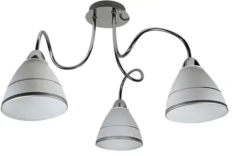 Stropná svetla Chrómová stropná lampa, sklenené tienidlo, 3x40W, E14, Elf