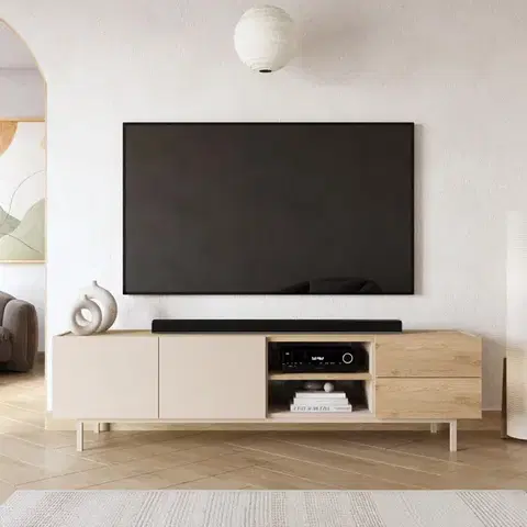 TV stolíky DREAM TV stolík na nožičkách 2D2S, sepet/biela