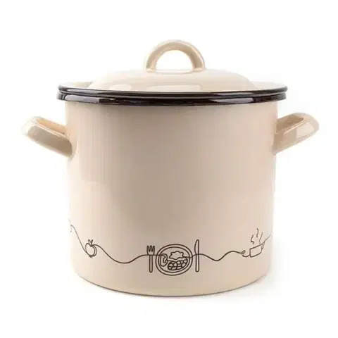 Hrnce Kinekus Hrniec smaltovaný s pokrievkou, 23cm/8L, dekor Linea