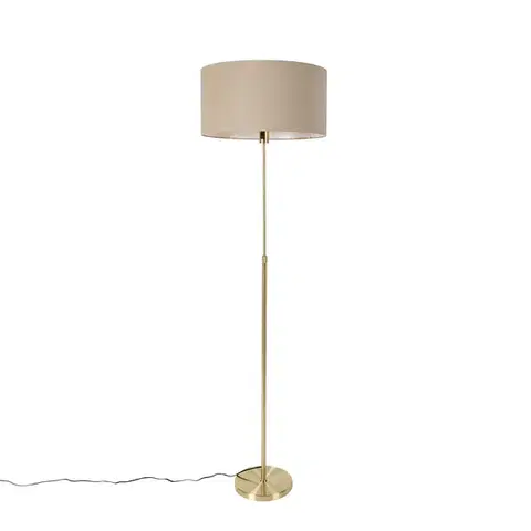 Stojace lampy Stojaca lampa nastaviteľná zlatá so svetlohnedým tienidlom 50 cm - Parte