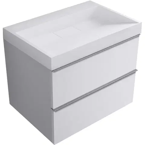 Kúpeľňový nábytok CERANO - Kúpeľňová skrinka Velora - biela matná, úchytka chróm + umývadlo z lit. mramoru Vita - biela lesklá - 70x63x46,5 CER-8050BD83995