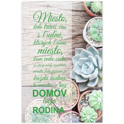 Obrazy s textom Obraz v ráme na stenu - tvoj domov, kaktusy