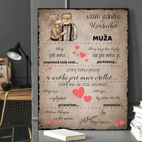 Tabuľky s venovaním (darčeky) Darčeky pre muža - Vyznanie lásky od manželky - tabuľka na stenu