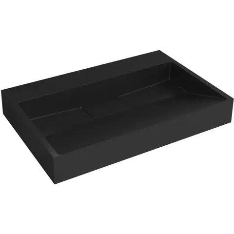Umývadlá CERANO - Umývadlo z liateho mramoru Vita - nástenné aj na dosku - čierna matná - 70x46 CER-479866