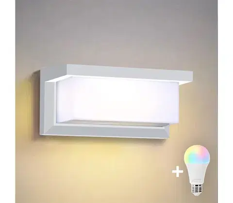 Svietidlá BRILAGI - LED RGBW Vonkajšie nástenné svietidlo BRICKY 1xE27/12W/230V biela IP54 BG1697+AI0819