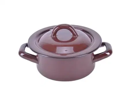 Hrnce Kinekus Kastrol s pokrievkou 12cm/0,5L, smalt, hnedý