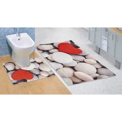 Koberce a koberčeky Bellatex Kúpeľňová predložka Svetlé kamene 3D, 60 x 100 + 60 x 50 cm