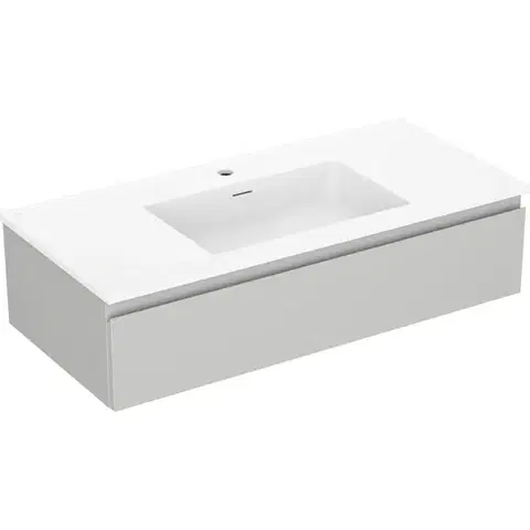 Kúpeľňový nábytok MEXEN/S - Orio kúpeľňová skrinka 100 cm s umývadlom Otis, 1 šuplík, šedá mat/biela mat 91A10-10023-1-BF62-W18M01