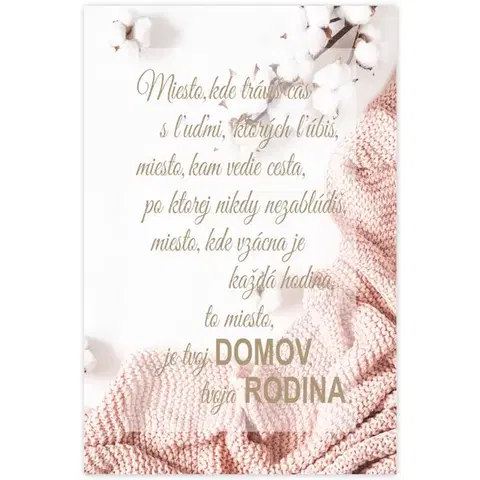 Obrazy s textom Obraz s rámom - Tvoj domov, bavlník