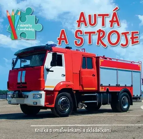 Leporelá, krabičky, puzzle knihy Autá a stroje - Knižka s omaľovánkami a skladačkami