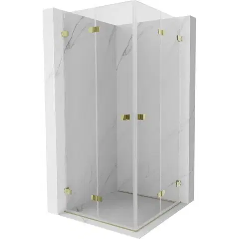 Sprchovacie kúty MEXEN/S - Lunar-F Duo sprchovací kút skladacie dvere 95 x 95, transparent, zlato 836-095L-095P-50-00