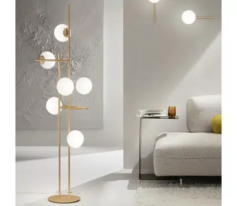 Lampy Ondaluce - Stojacia lampa JEWEL 6xE14/10W/230V 166 cm zlatá/biela PT.JEWEL/ORO