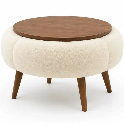 Konferenčné stolíky Čalúnený odkladací stolík Daisy 60 v odtieni Cream Walnut