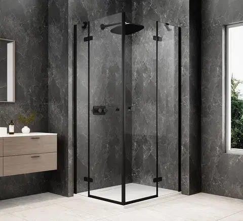 Sprchové dvere POLYSAN - GLOBE BLACK obdĺžniková sprchová zástena 1200x1000, rohový vstup, číre sklo GB5200B